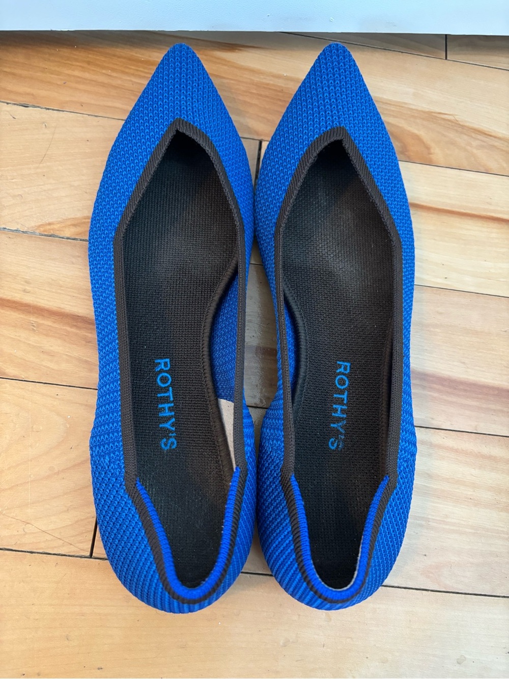 Rothy's Electric Blue Pointed Knit Flats